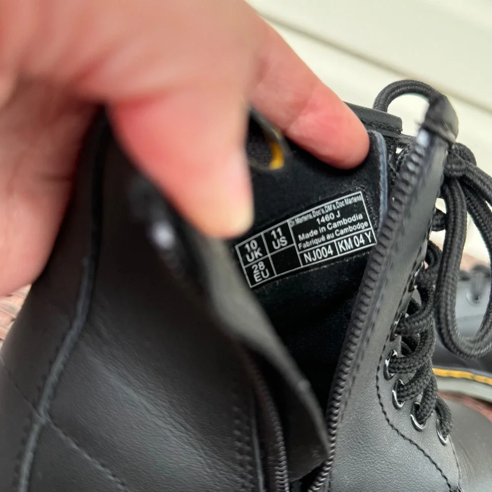 Dr. Martens 1460 J Junior Black Lace Up Side Zip Combat Boots Size 11 US Kids